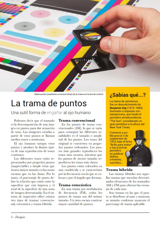 Página interior sobre la trama de puntos
