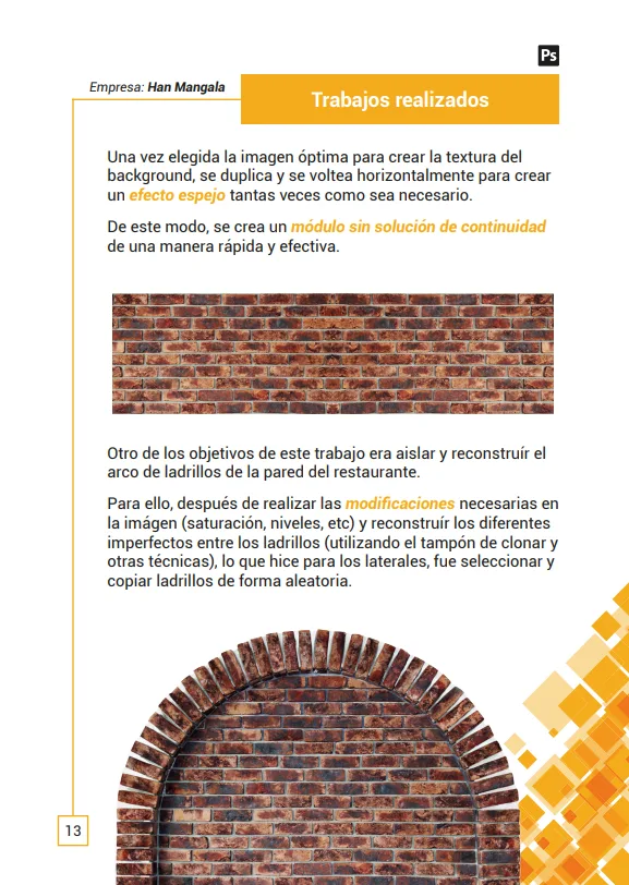 Página de texturas y reconstrucción de ladrillos